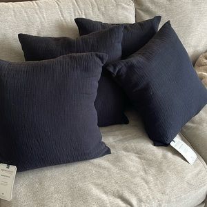 Qty 4 -18” square pillows with tags, includes poly fills
